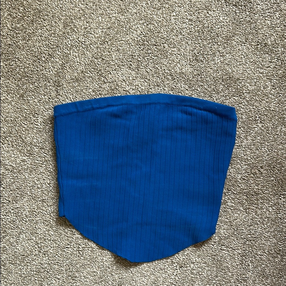 Blue Ribbed Tube Top